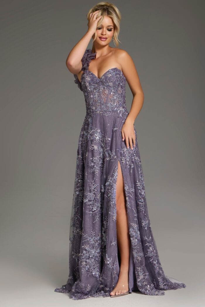 Formal Dresses Long Formal A-Line Floral Embroidery Evening Dress Ink