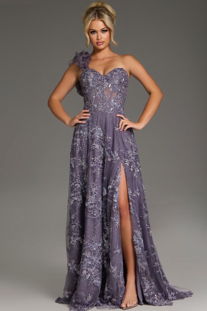 Formal Dresses Long Formal A-Line Floral Embroidery Evening Dress Ink
