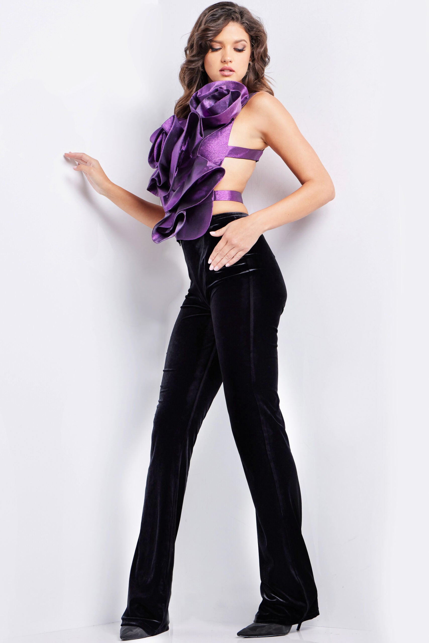 Jovani 37362 Long Formal Two Piece Metallic Pant Suit