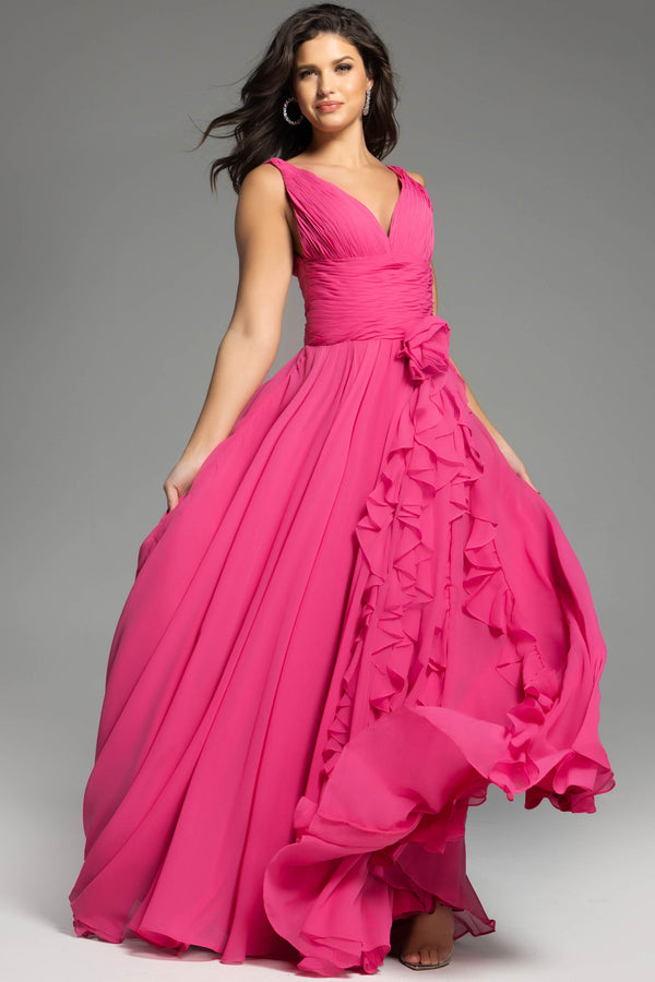 Floral Long Formal Ruffle Evening Dress Jovani 37374