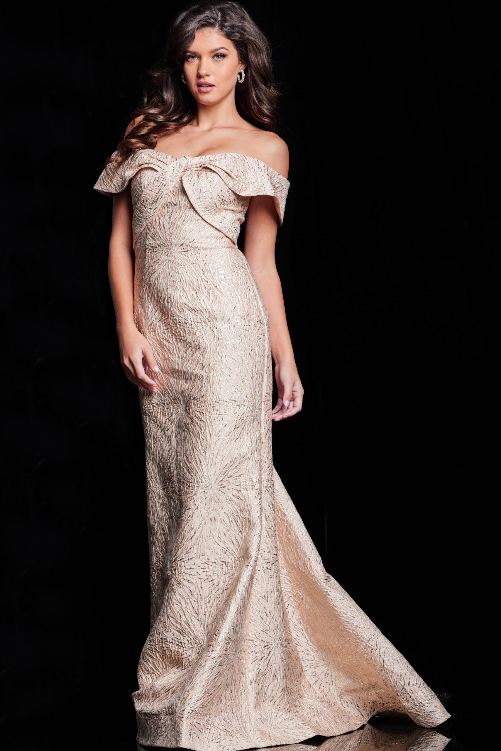 Jovani 37394 Pleated Long Mermaid Evening Formal Dress