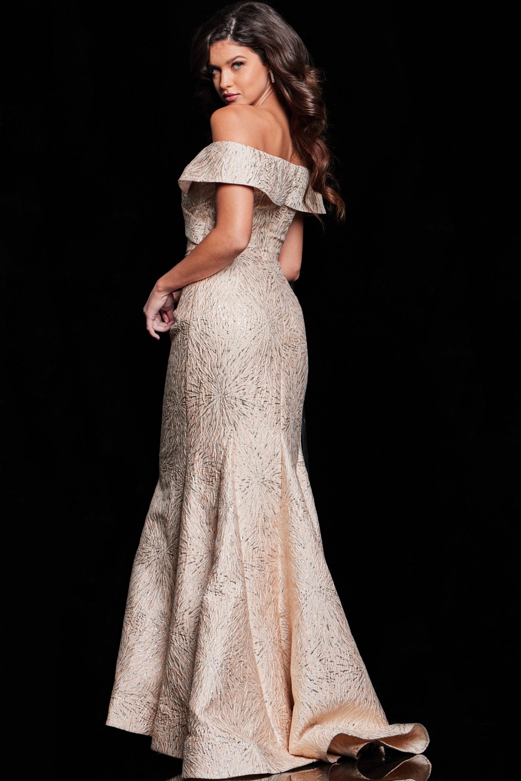 Jovani 37394 Pleated Long Mermaid Evening Formal Dress