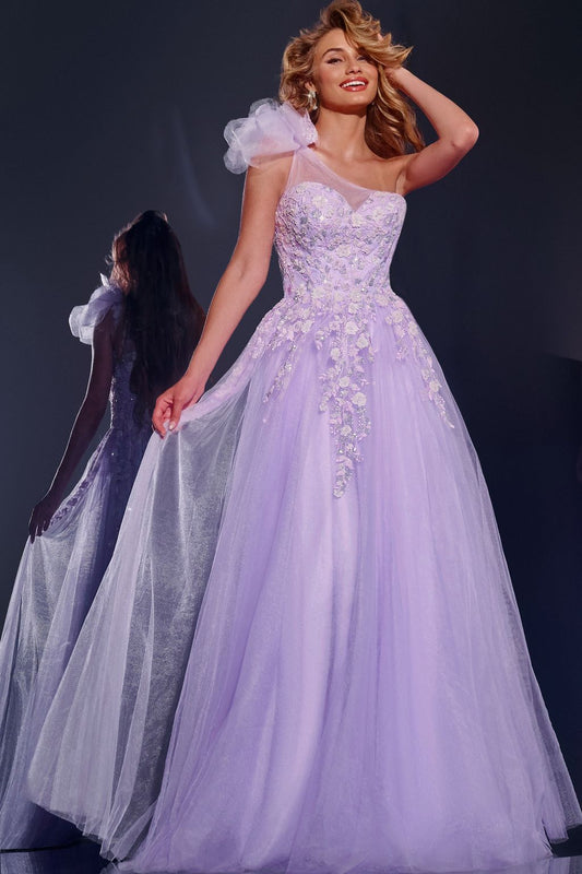 Prom Dresses Long Ball Gown Beaded Applique Prom Dress Lilac
