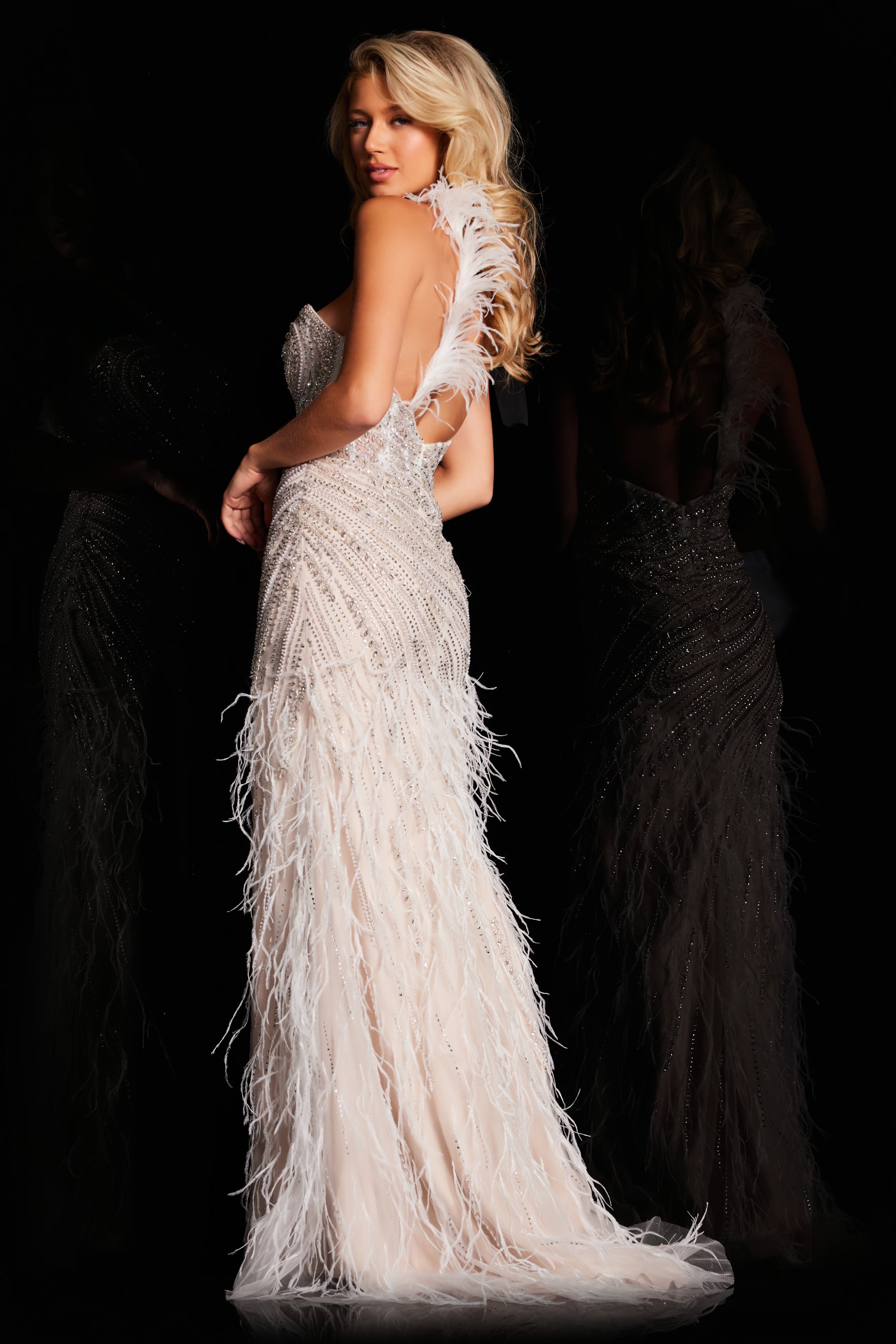 Jovani 37442 One Shoulder Beaded Prom Dress