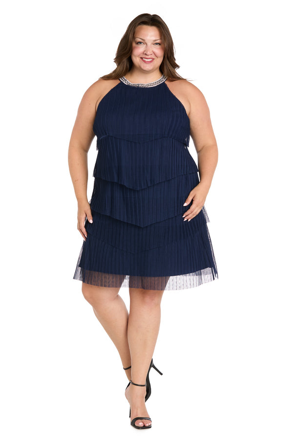 Plus Size Short Ruffle Dress Homecoming Cocktail R&M Richards 3744W