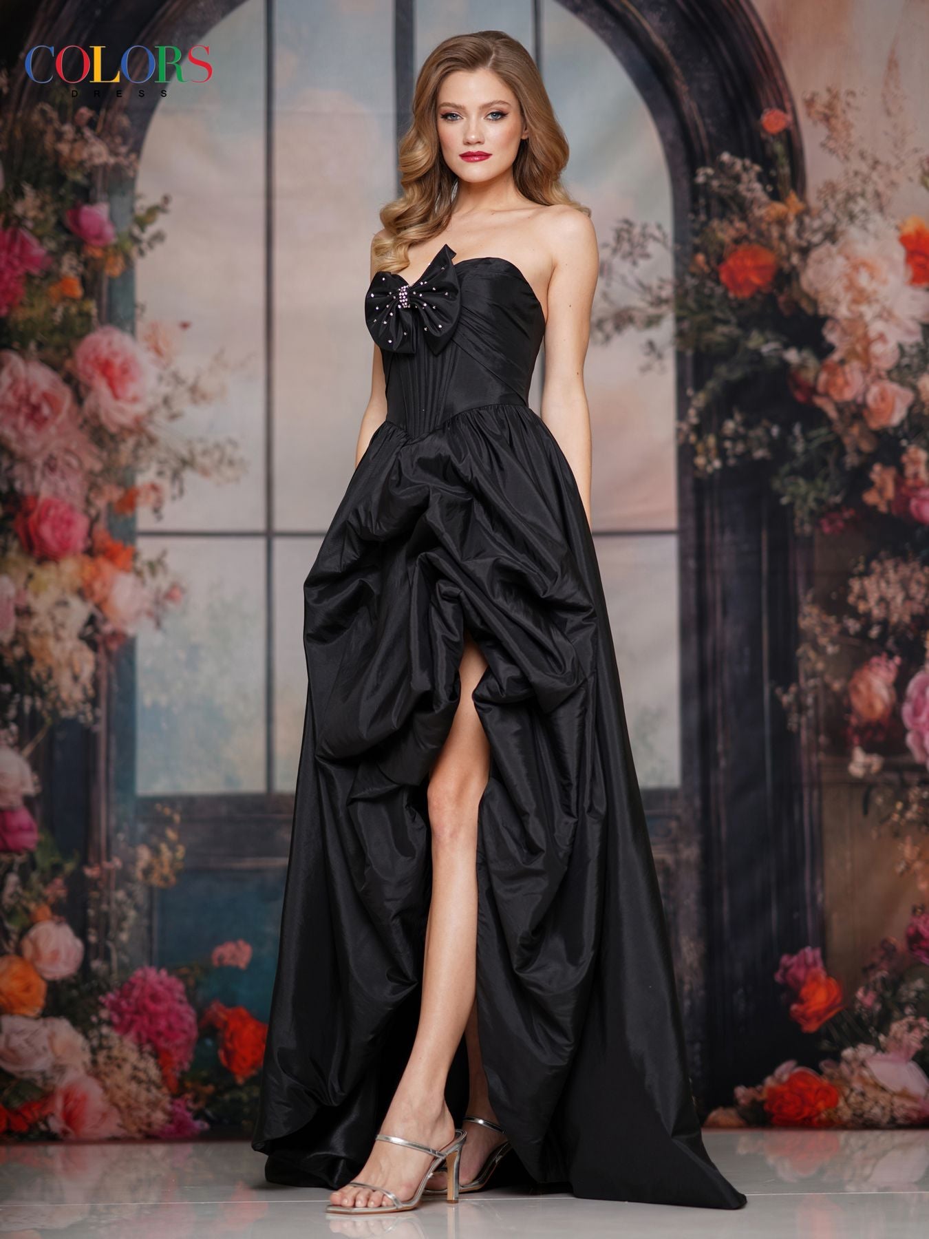 Prom Dresses Long Formal Beaded Floral Fitted Prom Dress Black