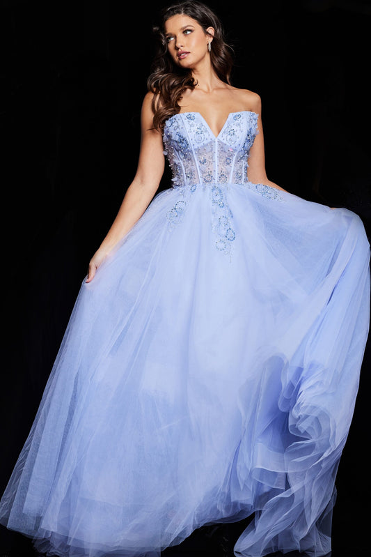 Prom Dresses Long Beaded Ball Gown Formal Pleated Prom Dress Light Purple