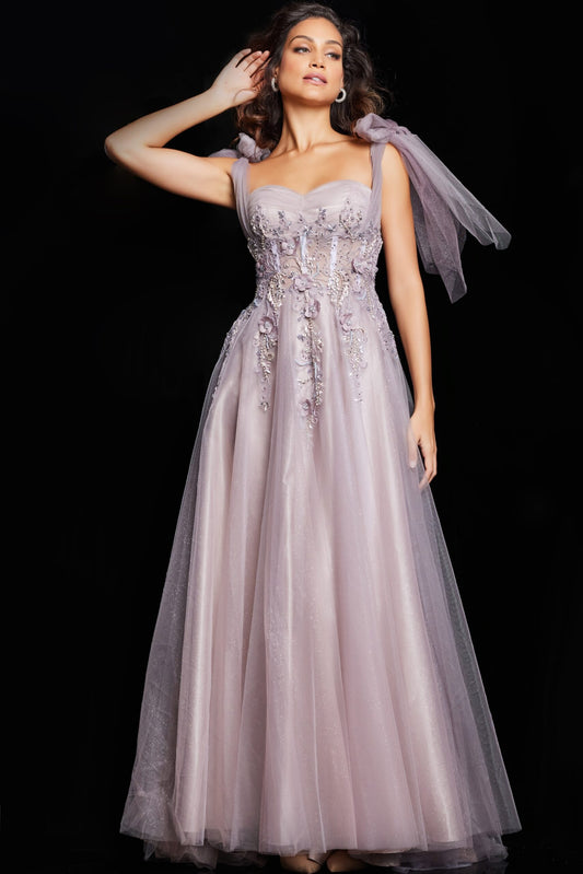 Formal Dresses Long Beaded Formal A Line Corset Evening Dress Mauve