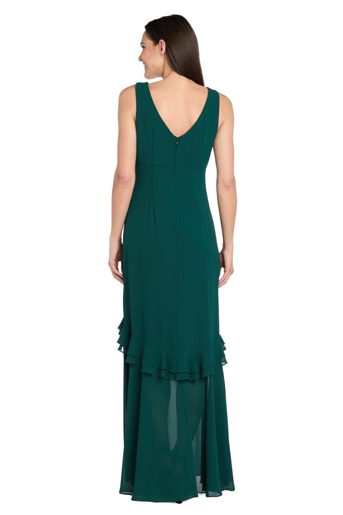 Formal Dresses Cape Ruffle Midi Cocktail Dress Emerald