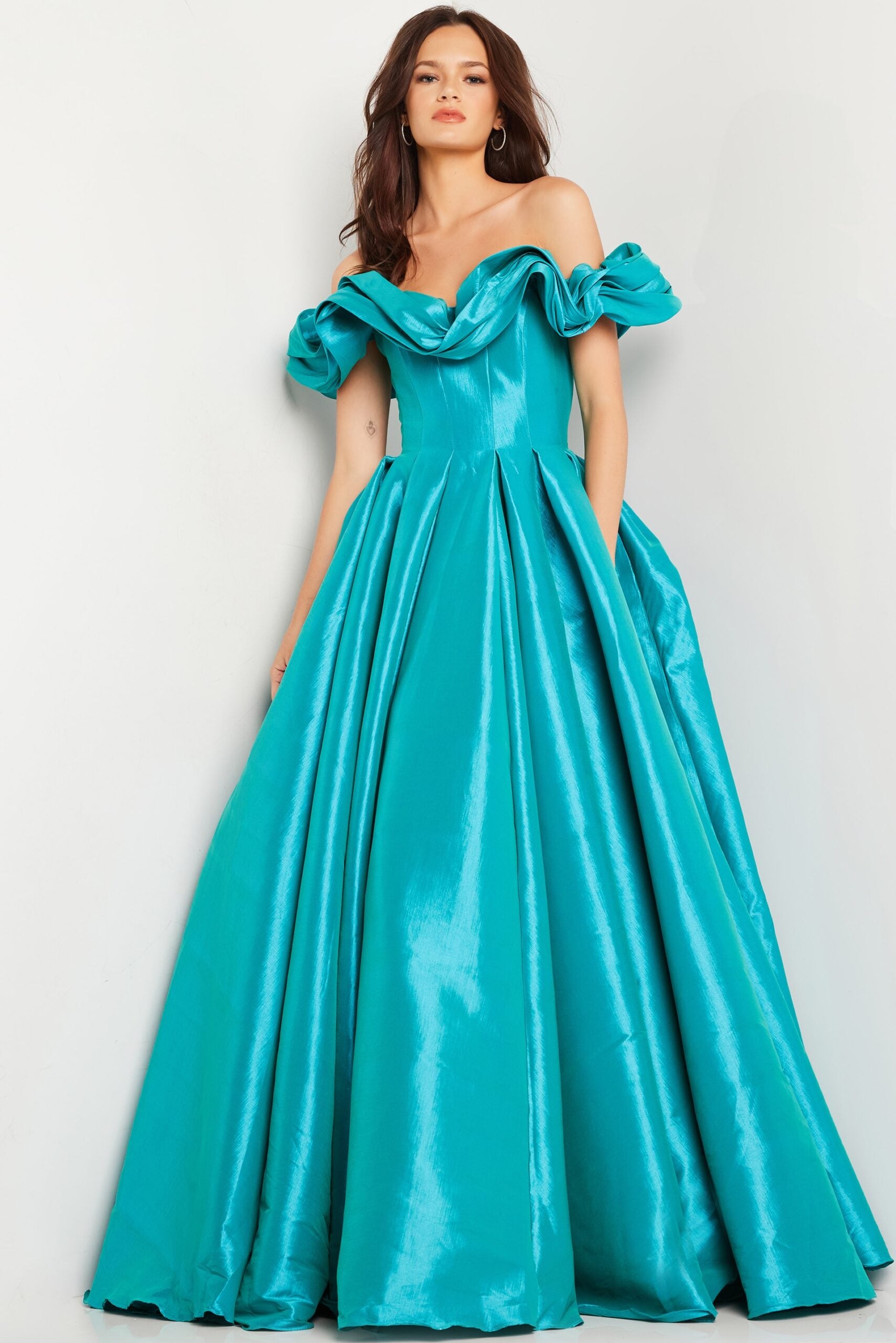 Prom Dresses Pleated Long Ball Gown Prom Formal Dress Aqua