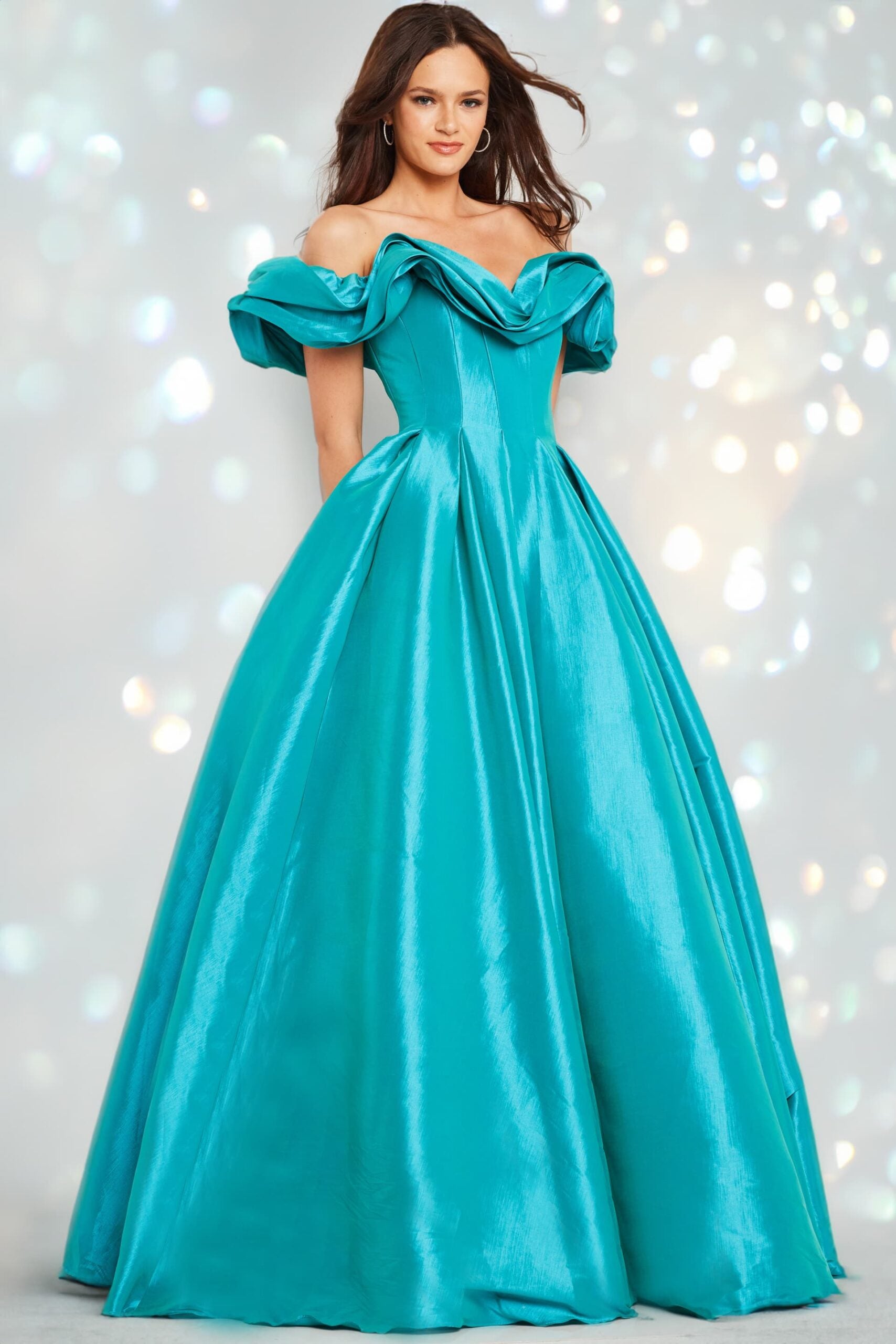 Prom Dresses Pleated Long Ball Gown Prom Formal Dress Aqua