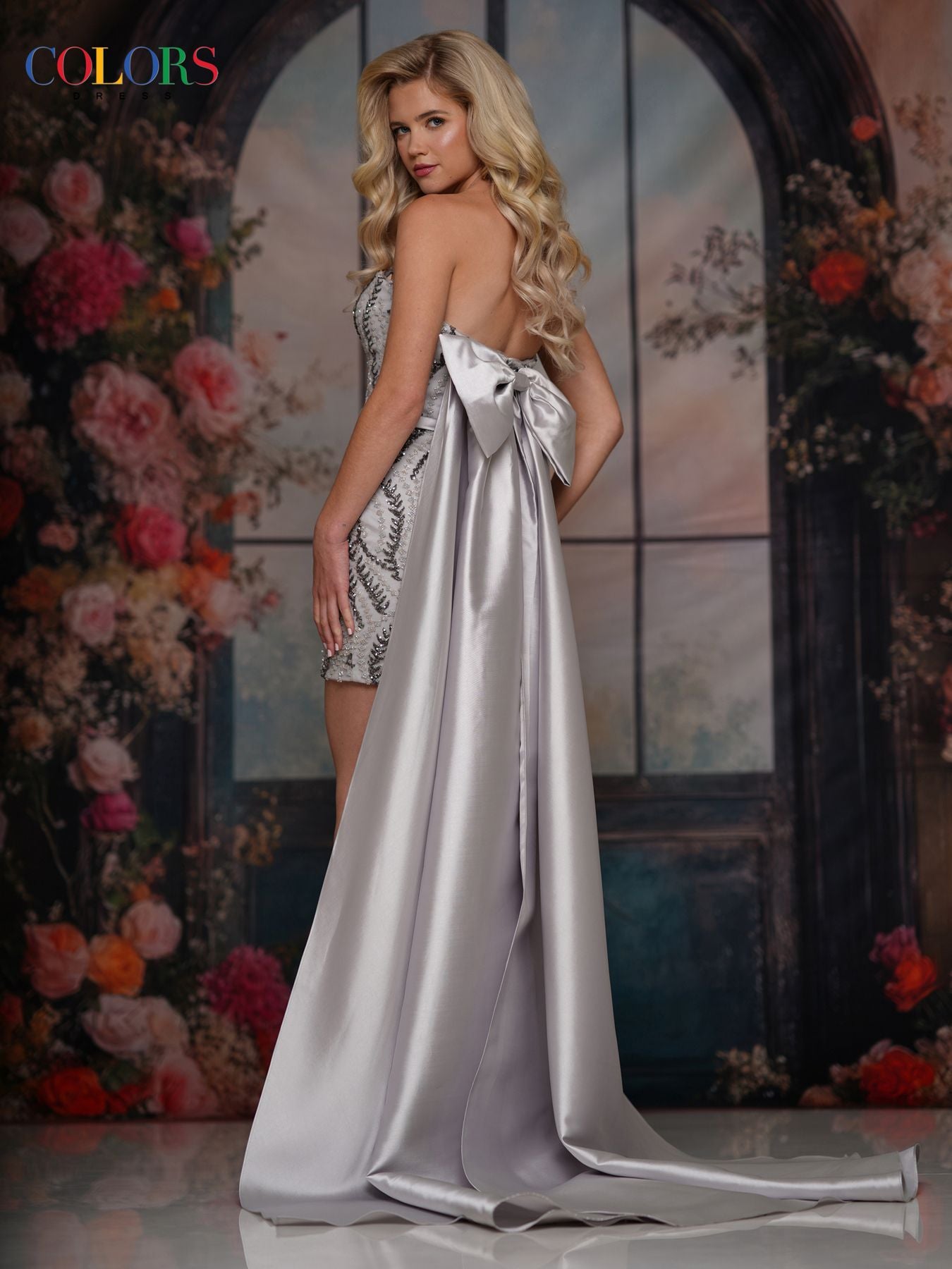 Cocktail Dresses Beaded Short Cocktail Dress with Detachable overskirt Grey