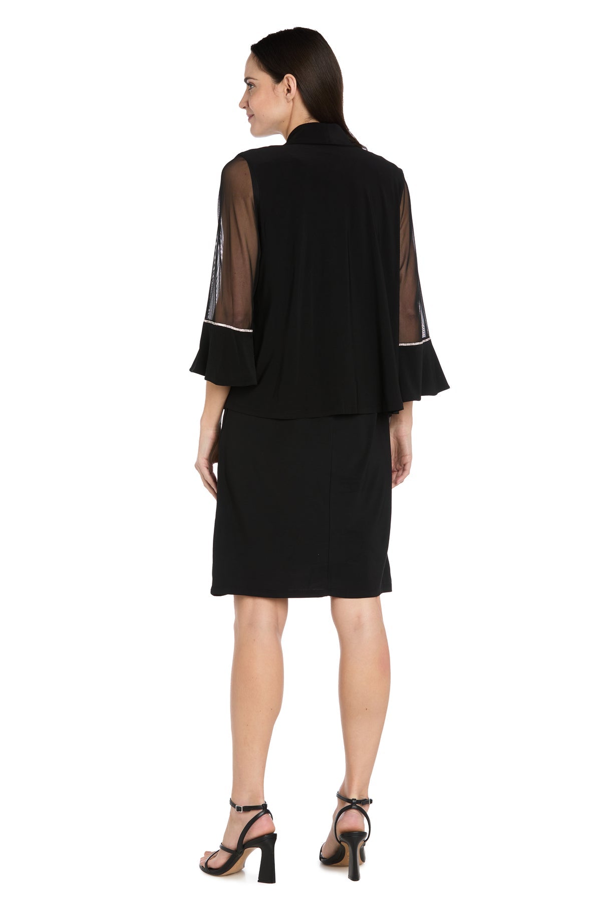 Scoop Neck Knee-Length Chiffon Cocktail Dress by R&M Richards 3747 in Black