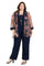 Pant Suit Long Floral Plus Size Formal Jacket Pant Suit Navy/Wine