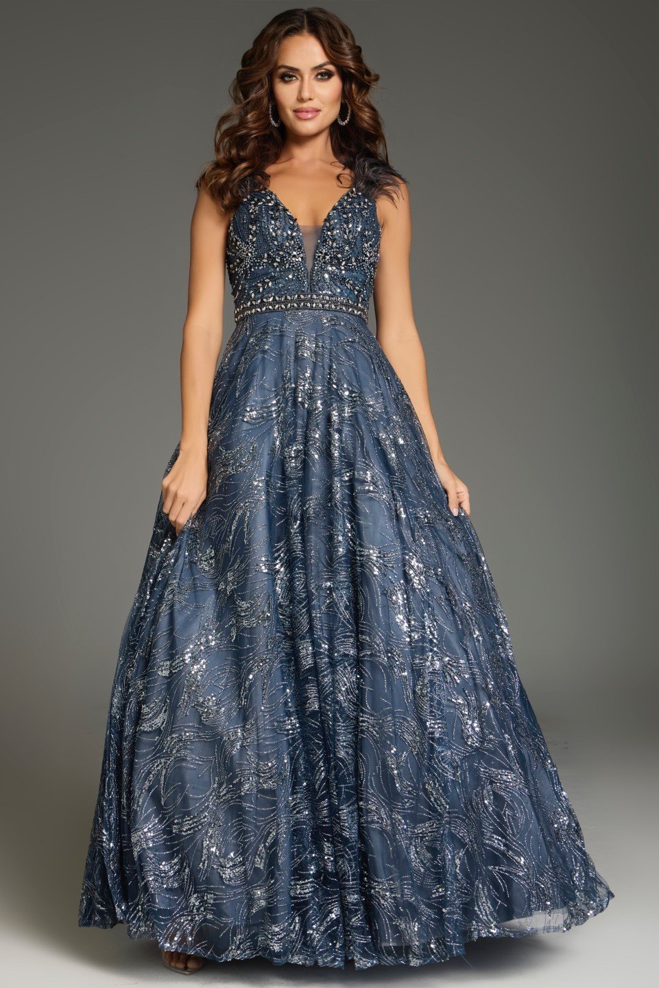 Formal Dresses Long A Line Beaded Formal Evening Dress Gunmetal