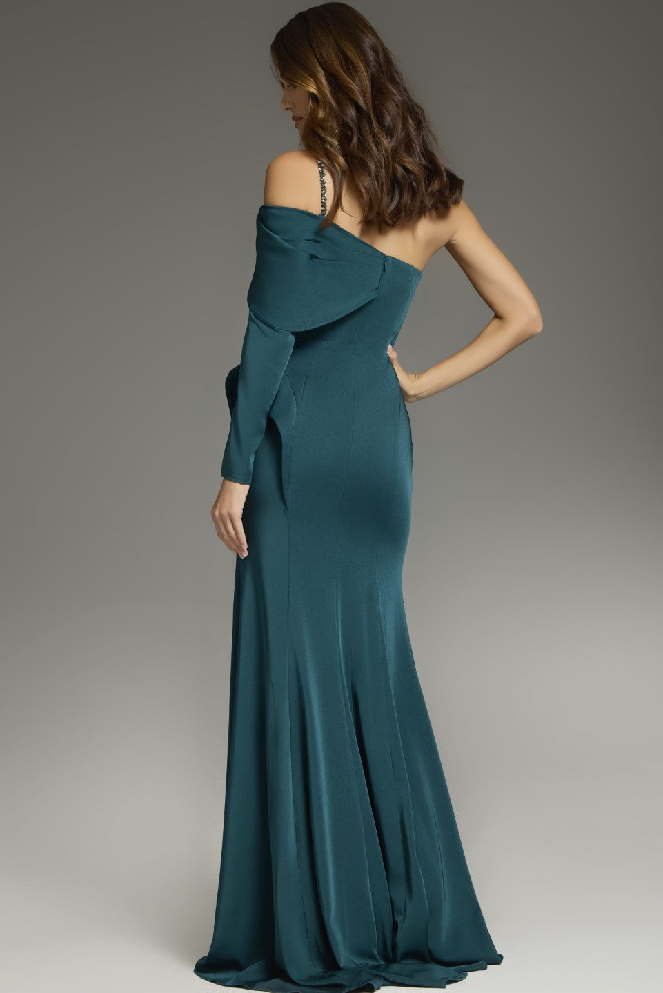 Formal Dresses Fitted Long Formal Beaded Evening Dress Dark Green