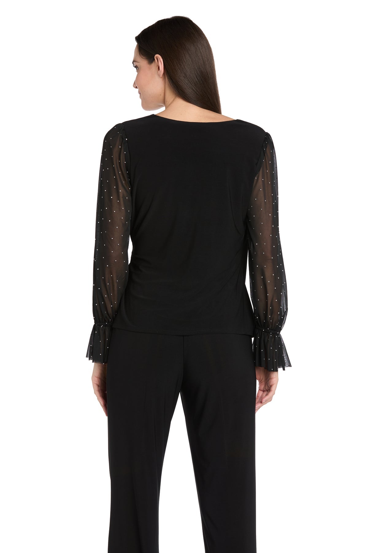 Top Beaded Long Sleeve Top Black
