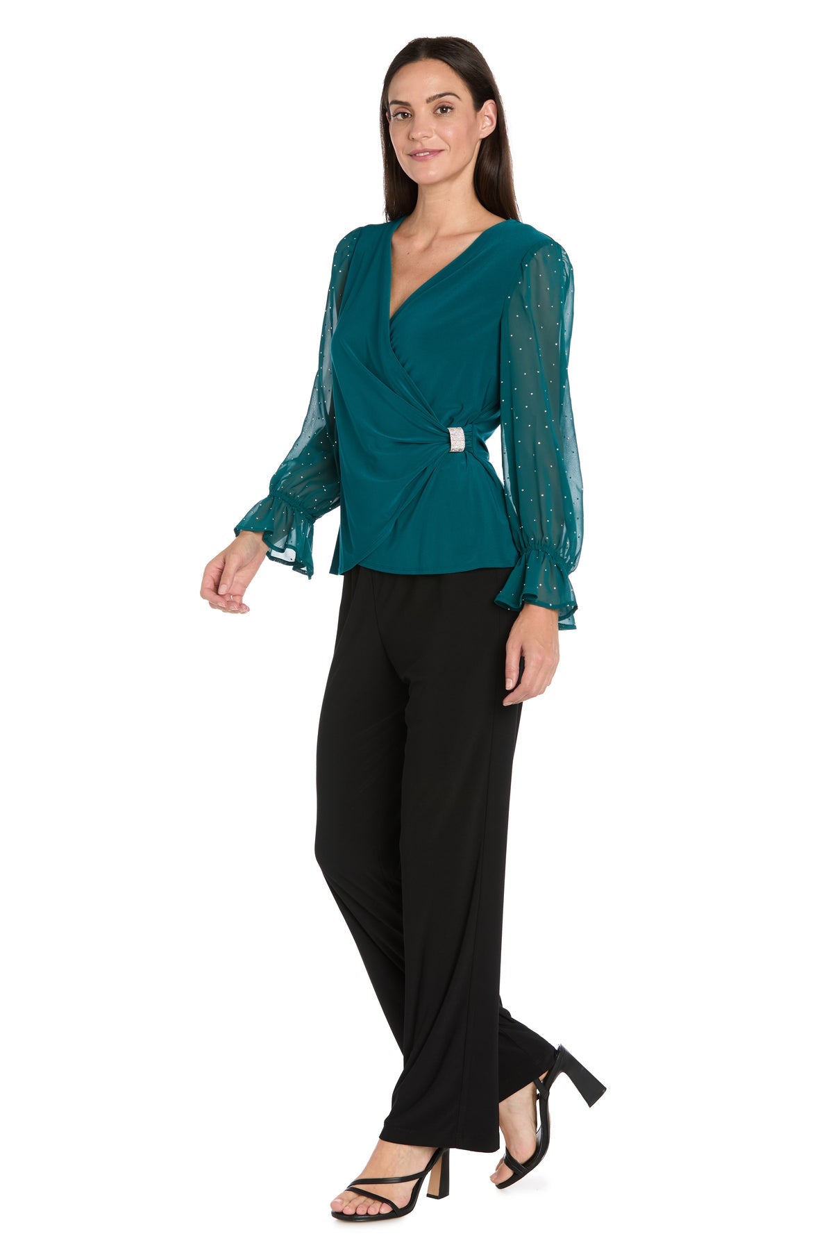 Top Beaded Long Sleeve Top Emerald