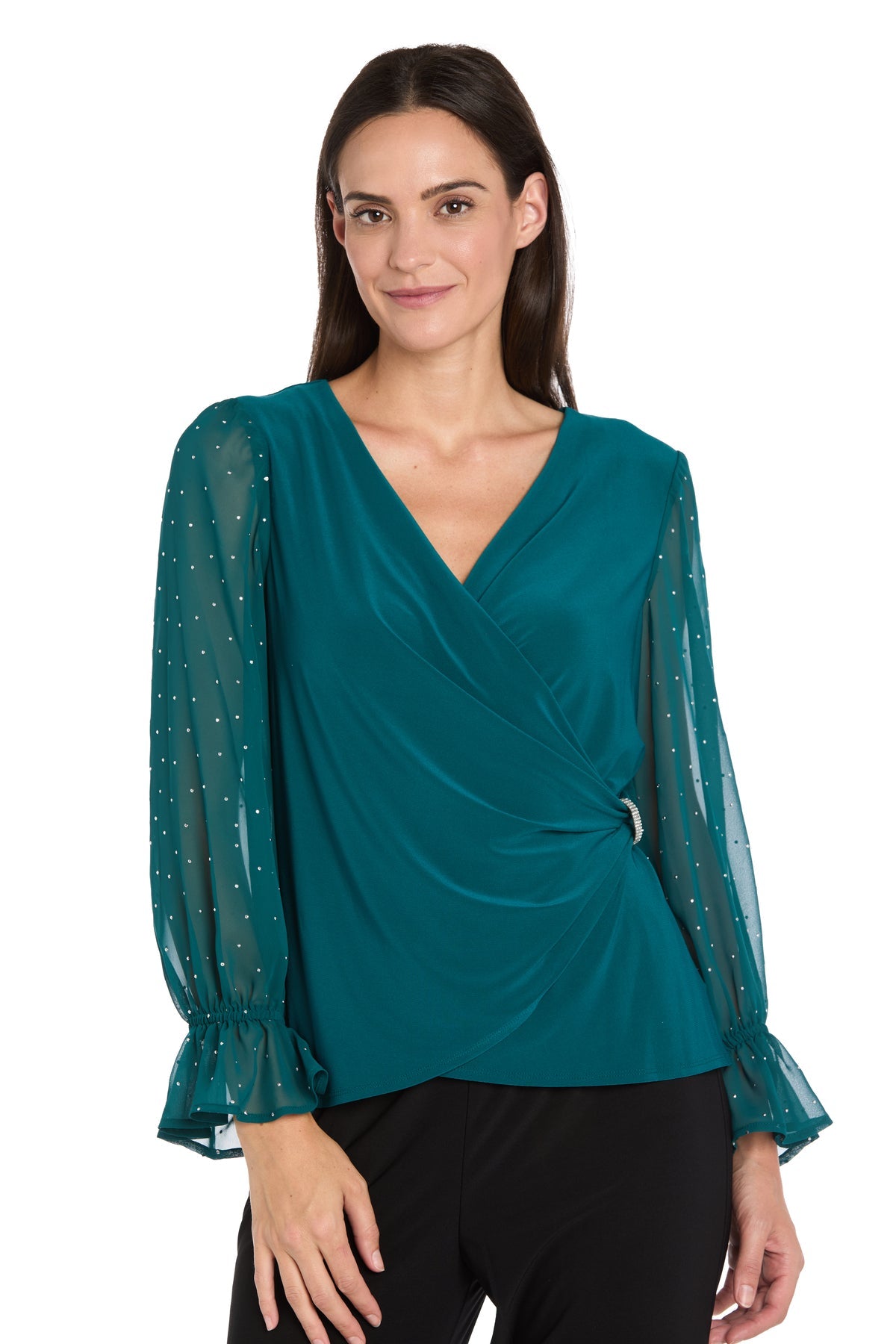 Top Beaded Long Sleeve Top Emerald