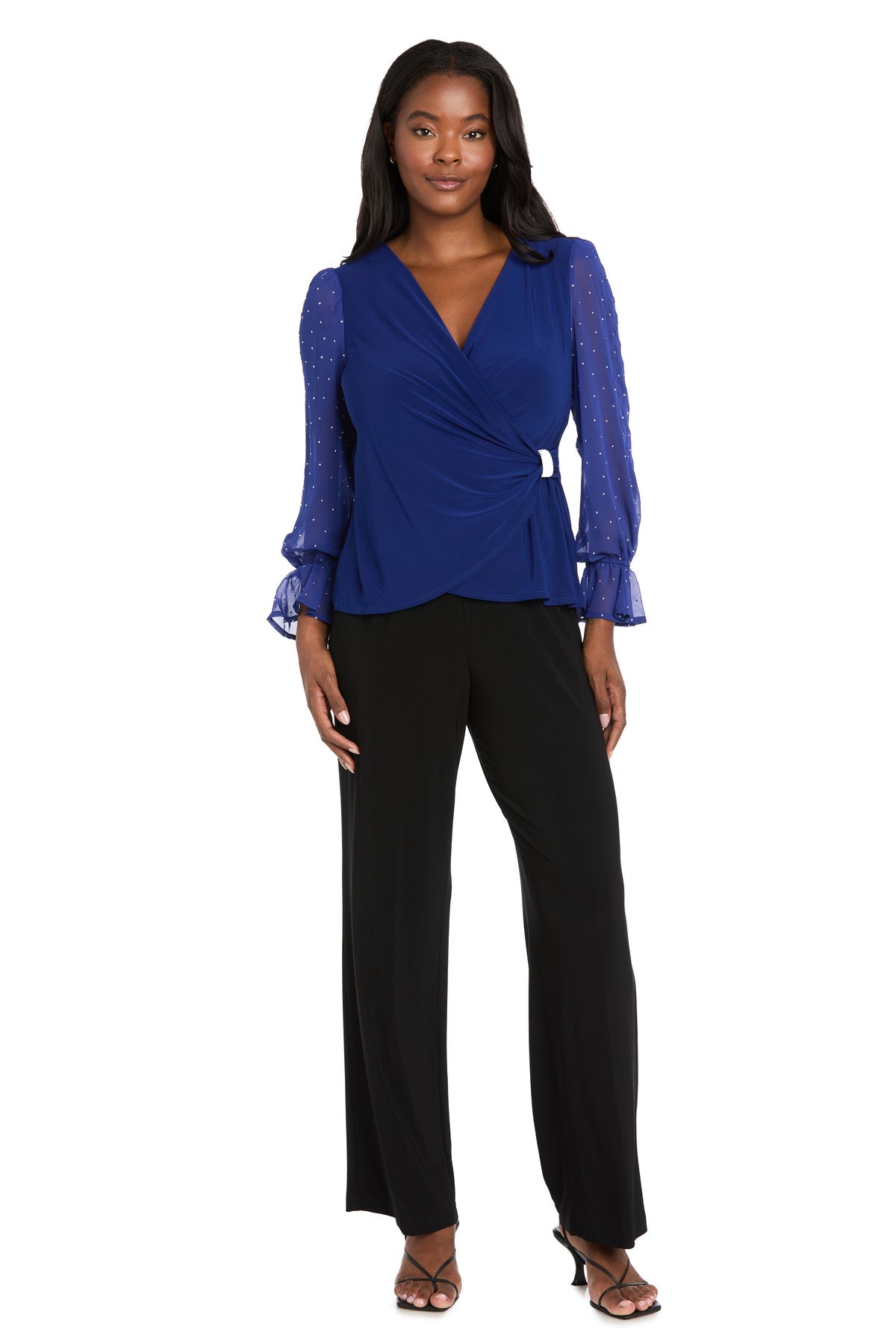 Top Beaded Long Sleeve Top Royal