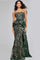 Formal Dresses Long Mermaid Floral Evening Prom Dress Dark Green