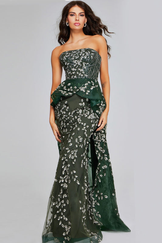Formal Dresses Long Mermaid Floral Evening Prom Dress Dark Green