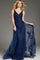 Formal Dresses Long Fitted Sequin Formal Overskirt Evening Dress Navy