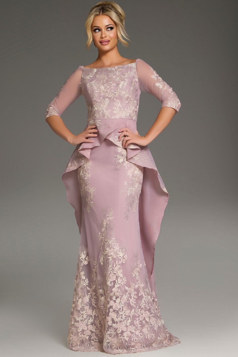 Formal Dresses Long Mermaid Formal Peplum Evening Dress Mauve