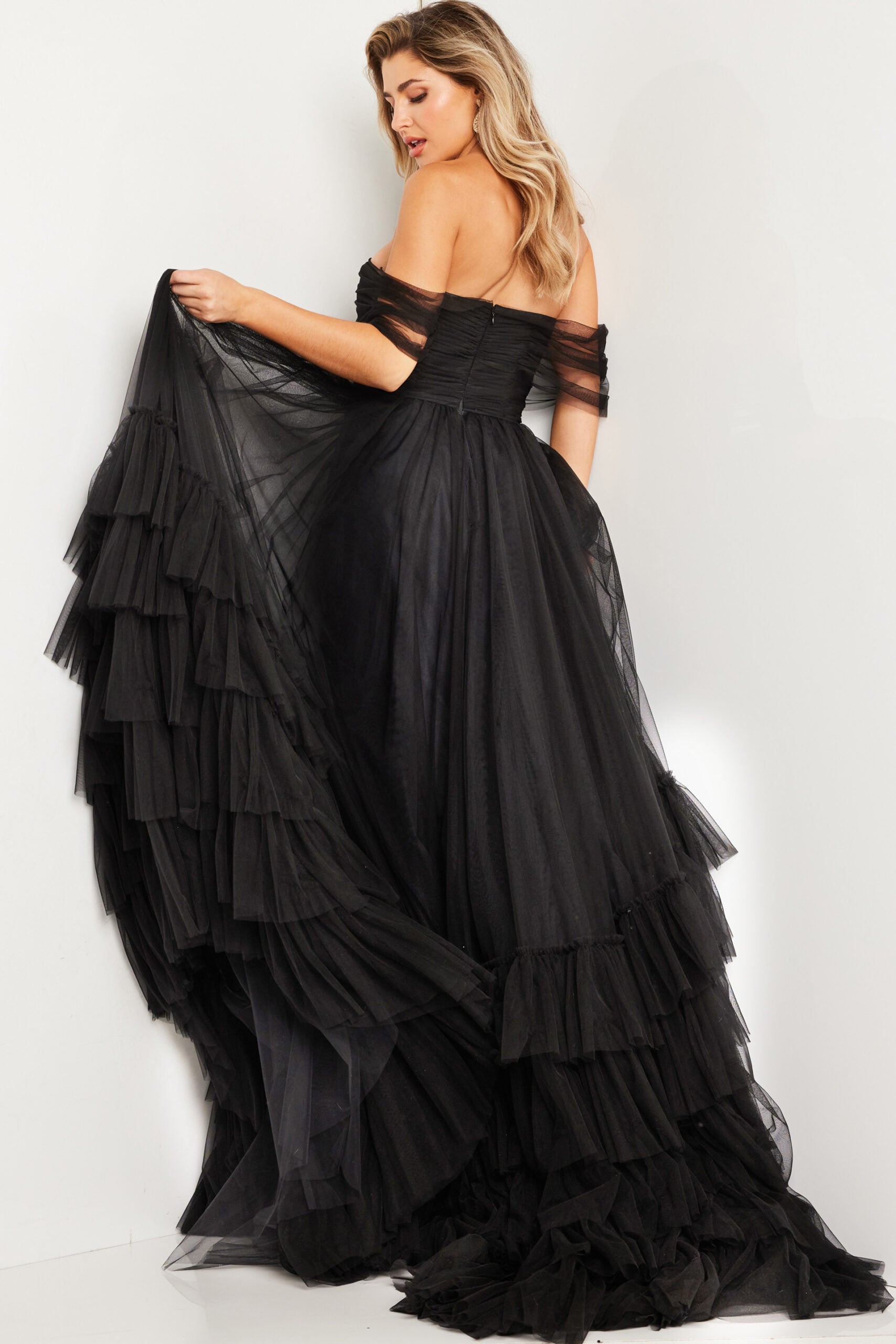 Jovani 37608 Pleated Long Ball Gown Formal Prom Dress