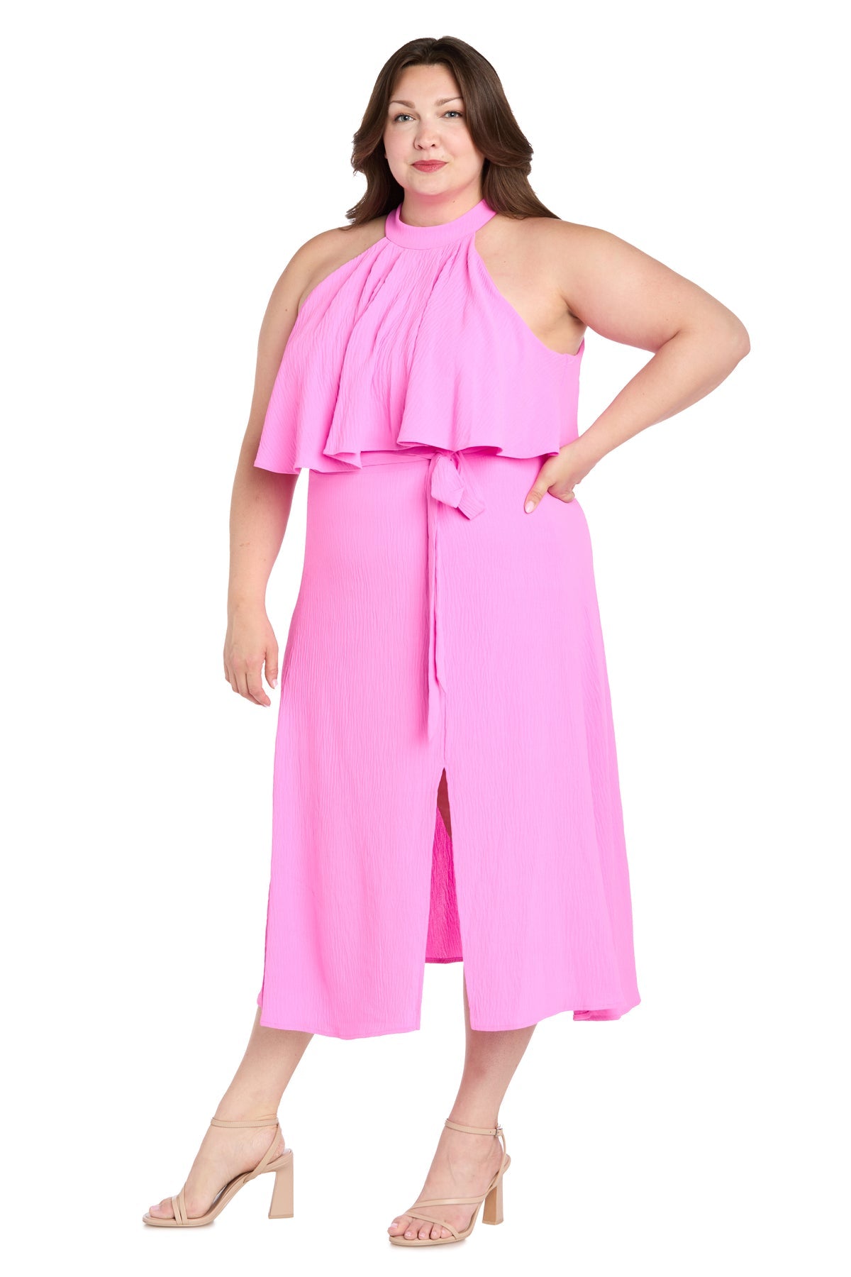 R&M Richards 3762W Plus Size Cocktail A Line Midi Dress
