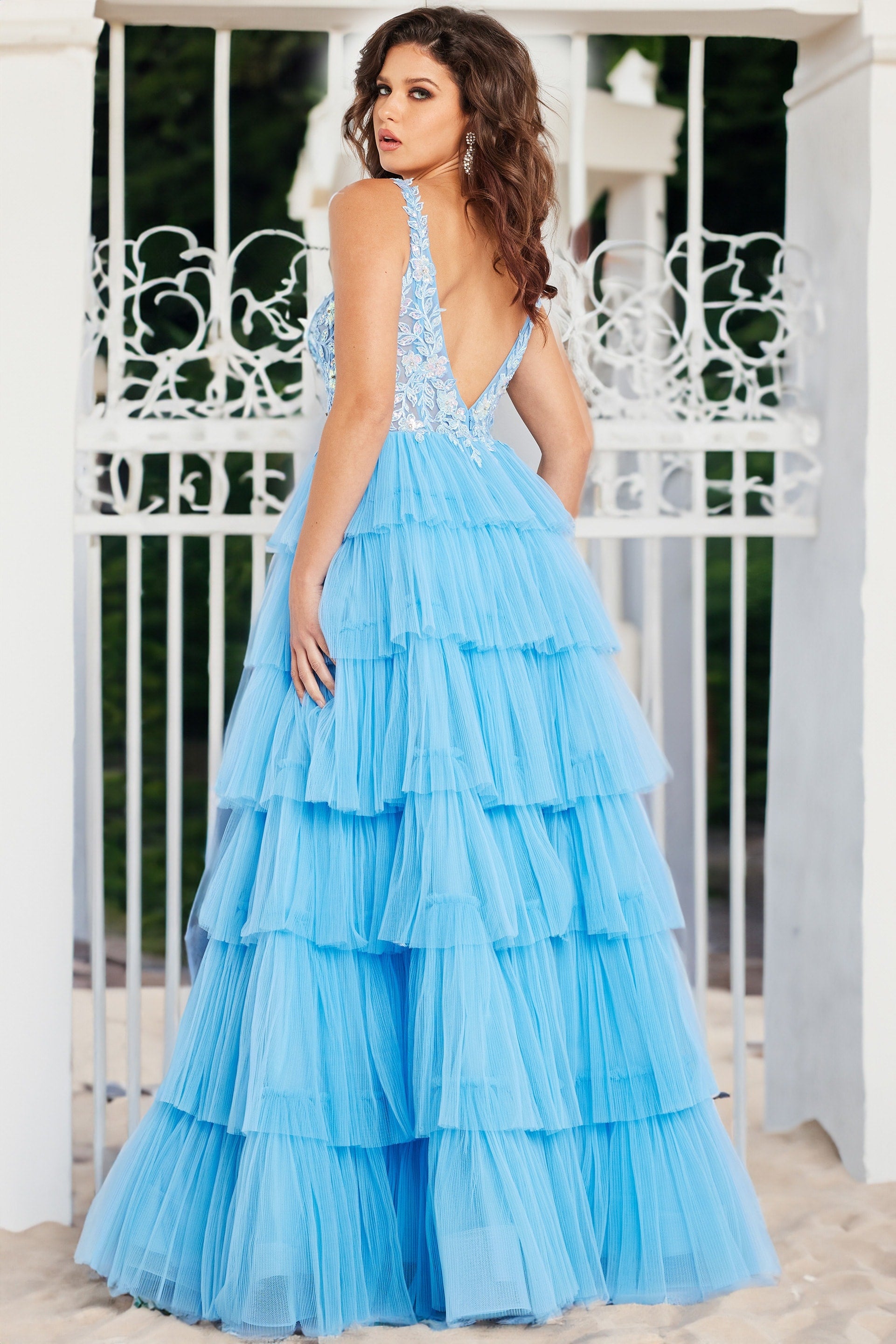 Jovani 37632 Formal Long Ball Gown Beaded Lace Prom Dress