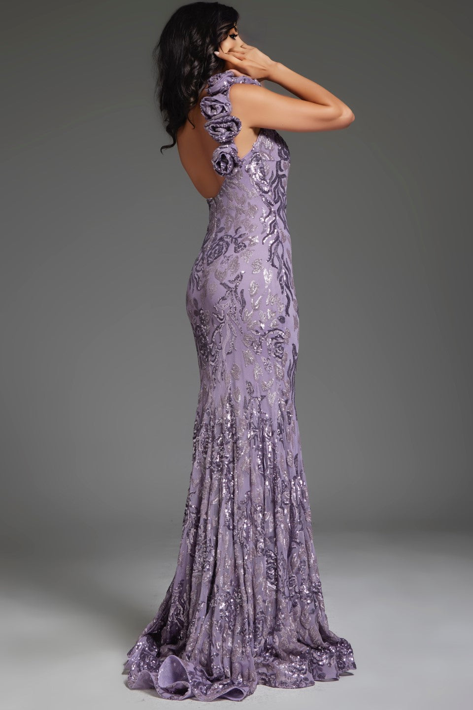 Jovani 37634  Long Fitted Floral Formal Prom Dress
