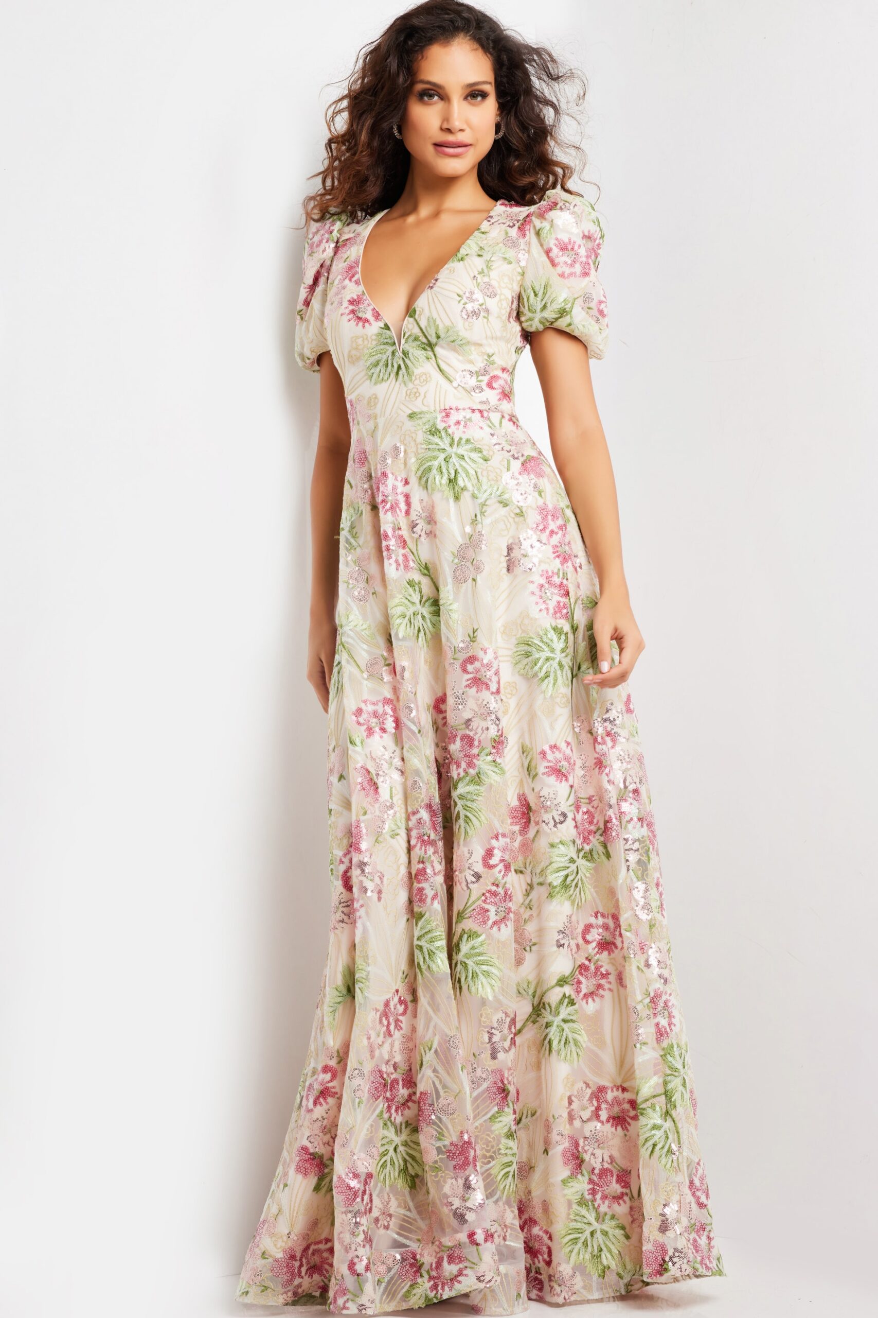 Formal Dresses Floral Print Long A Line Formal Evening Dress Multi