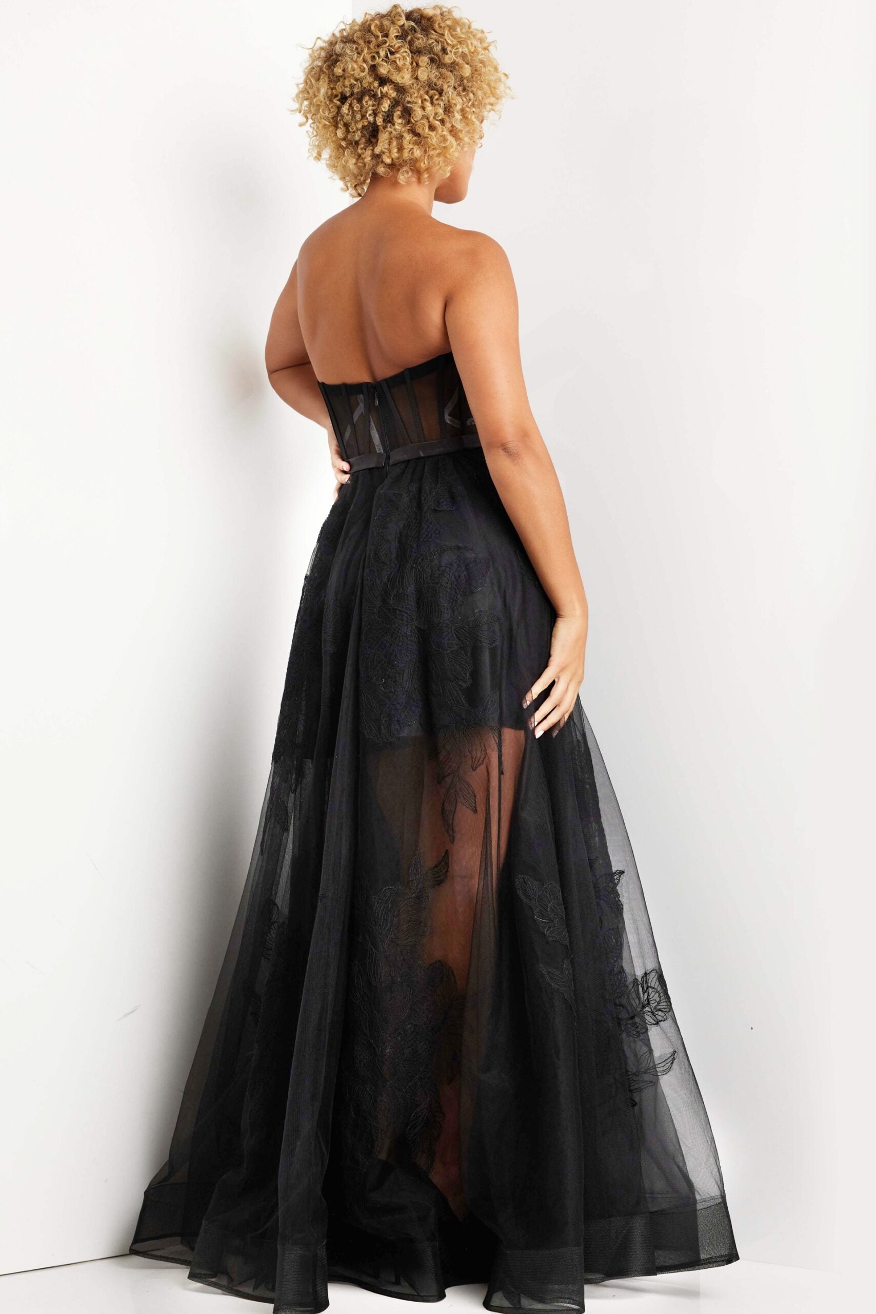 Jovani 37646 Long Pleated Formal A Line Corset Prom Dress