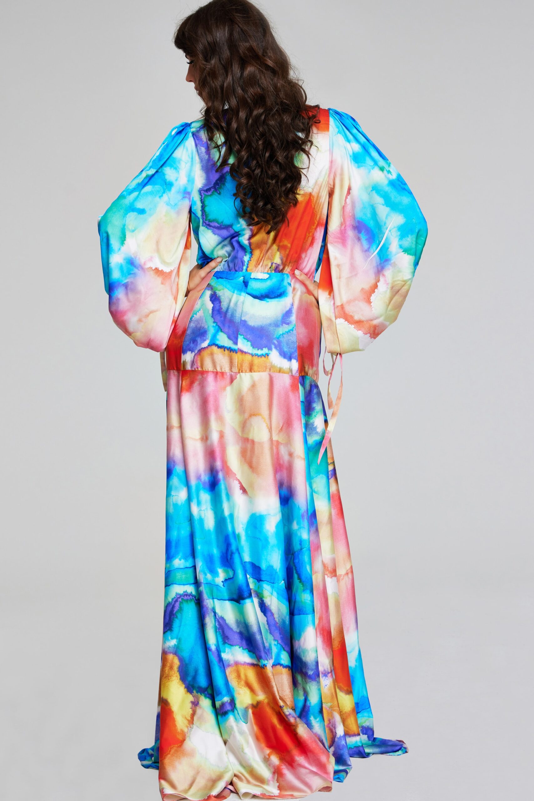 Formal Dresses A Line Long Sleeve Formal Floral Evening Dress Multi