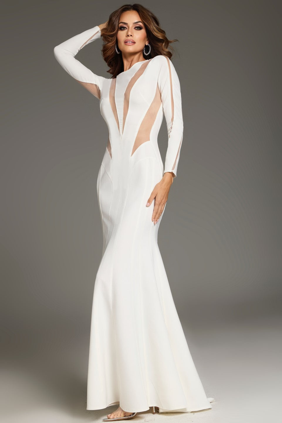 Jovani 37671 Long Sleeve Formal Mermaid Evening Dress