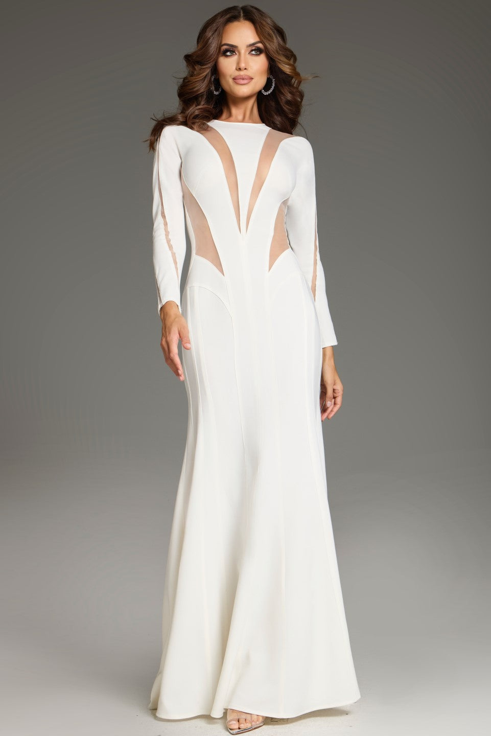 Jovani 37671 Long Sleeve Formal Mermaid Evening Dress