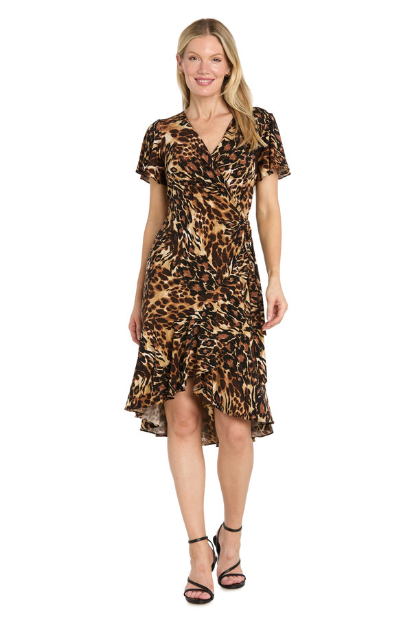R&M Richards 3771 V-Neck High-Low Jersey Cocktail Dress Ruffle