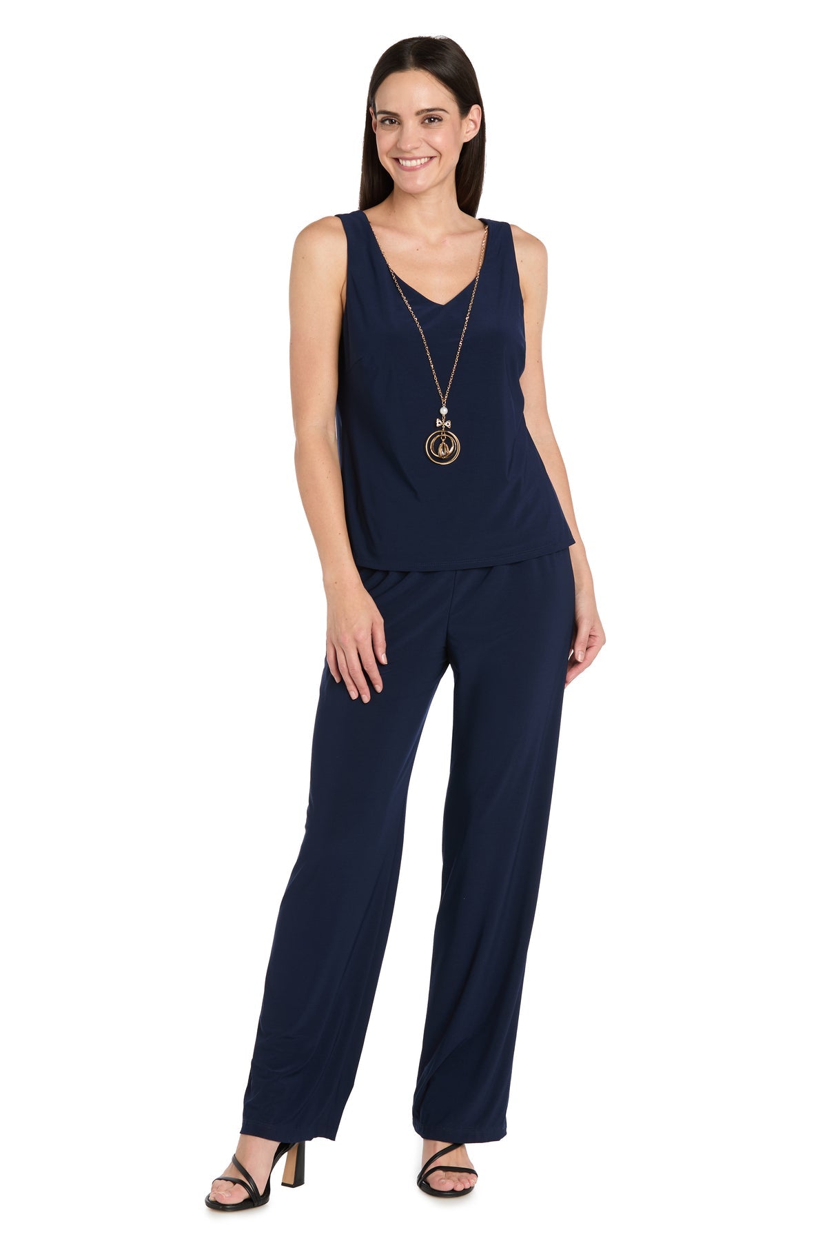 Pant Suit Long Formal Floral Pant Suit  Navy/Gold