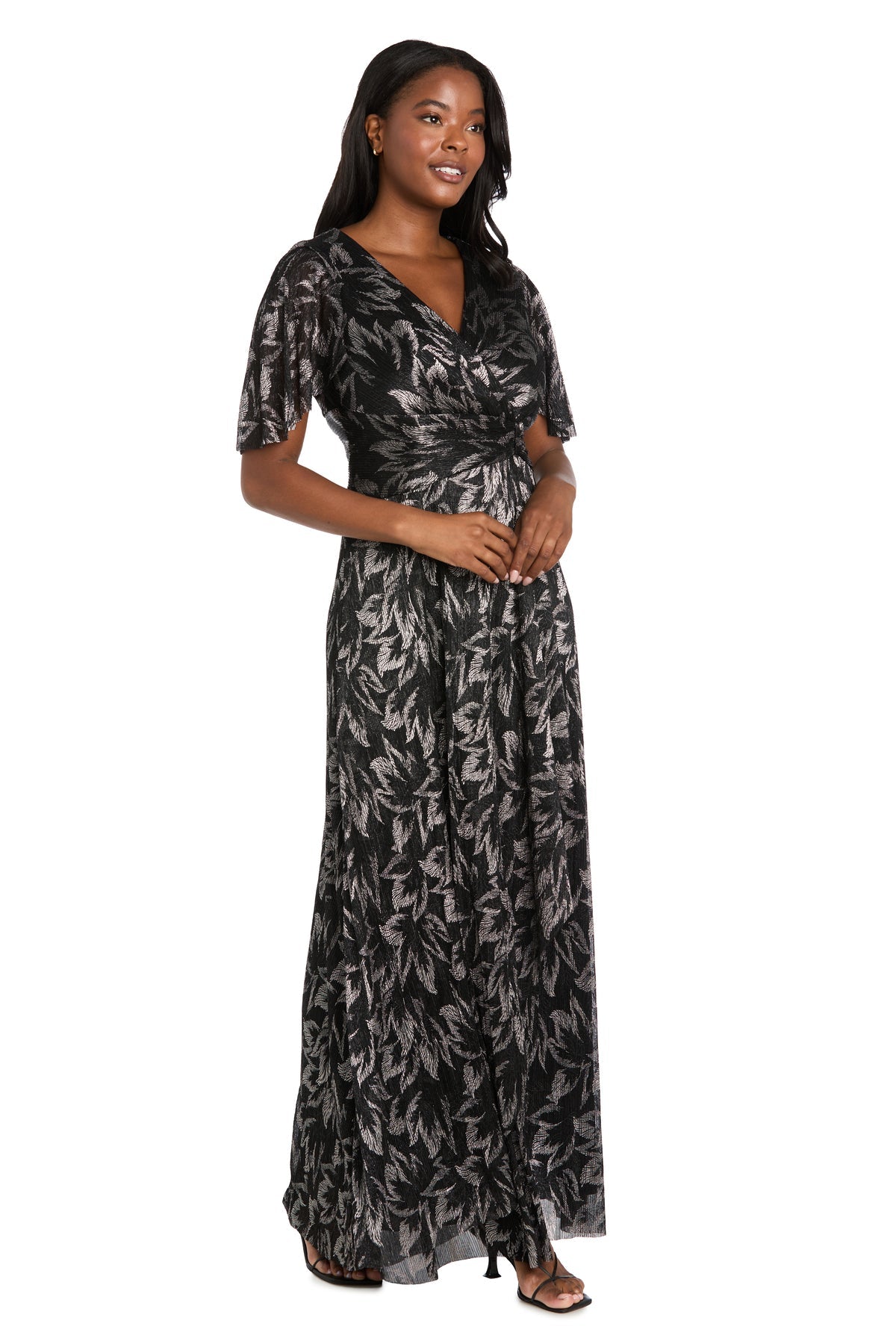 Mother of the Bride Dresses Printed Formal Long Mother of the Bride Dress Black/Gunmetal