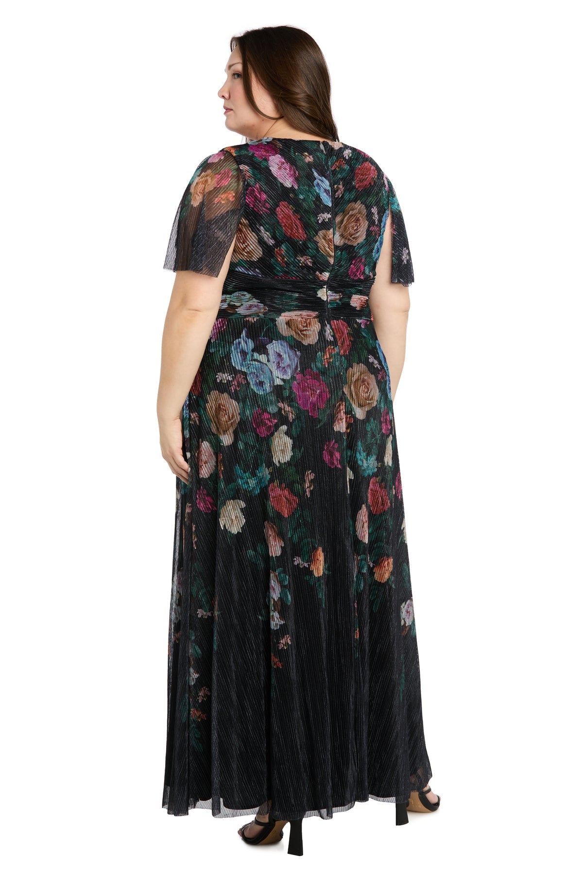 Plus Size Dresses A Line Long Formal Mother of the Bride Plus Size Dress R&M Richards 3783W Black/Multi