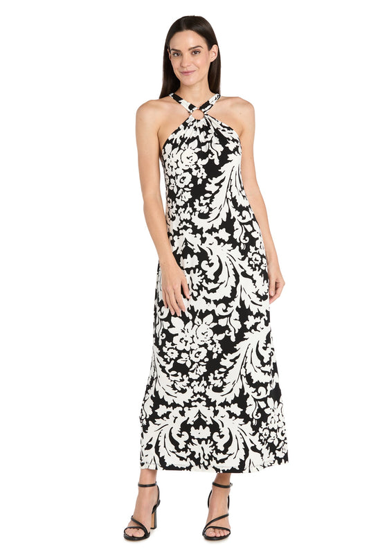 Formal Dresses Long Formal Floral Printed Dress Black/White