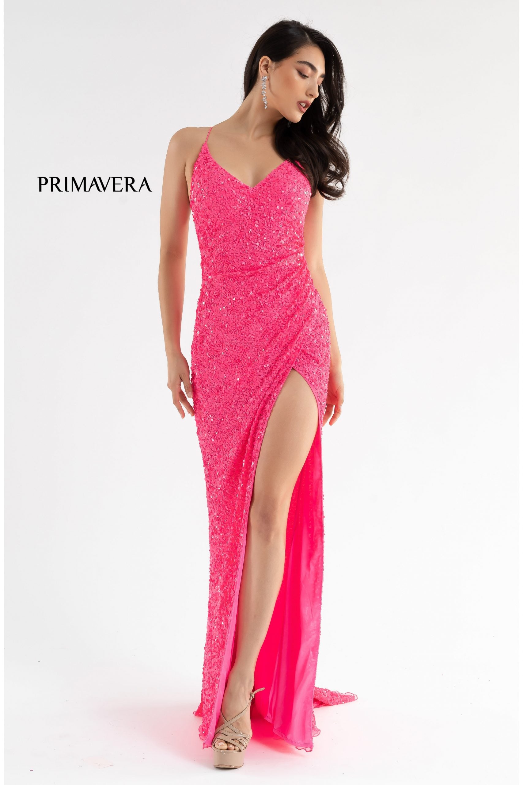 Primavera Couture 3791 Long Fitted Formal Sequin Prom Gown
