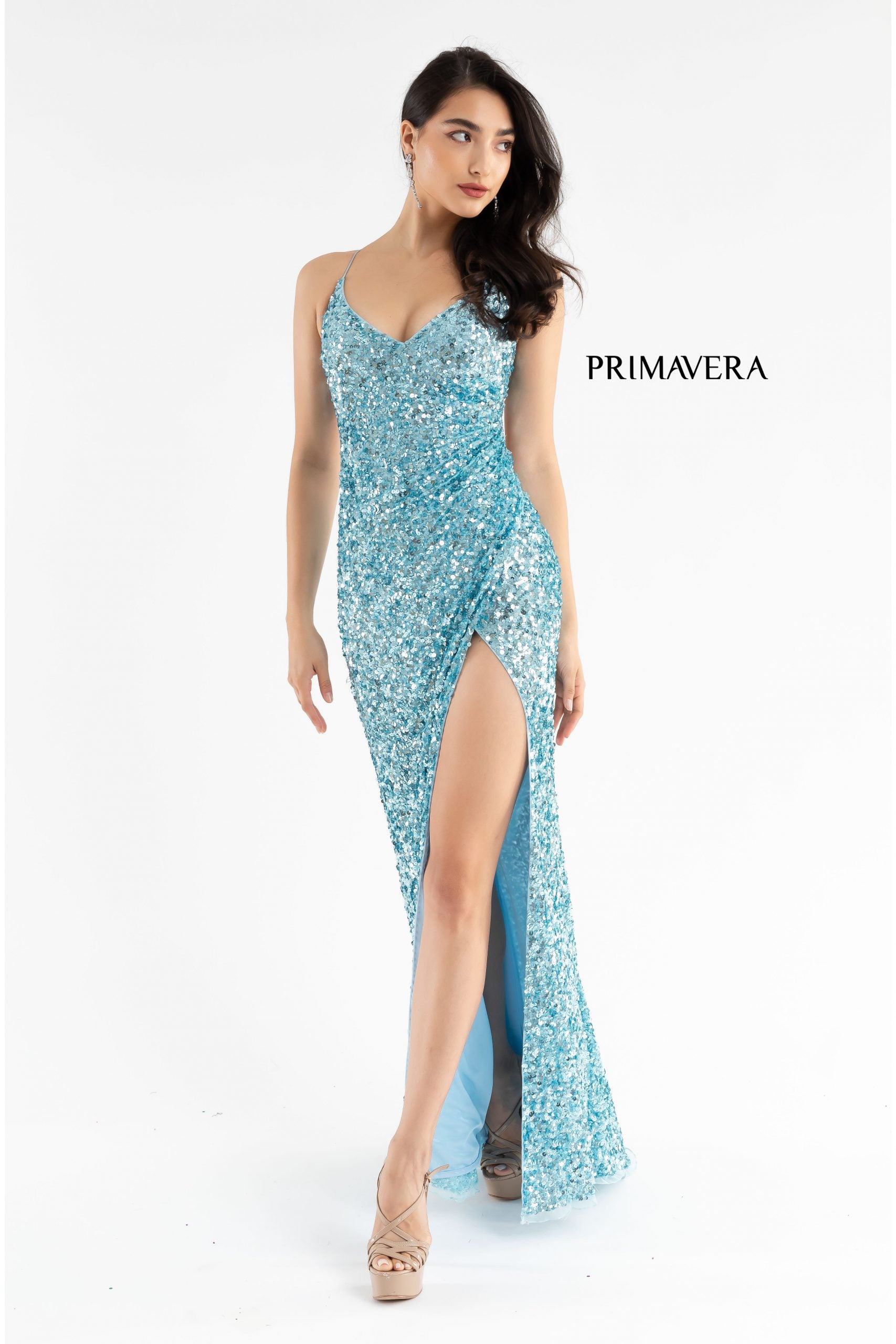 Primavera Couture 3791 Long Fitted Formal Sequin Prom Gown