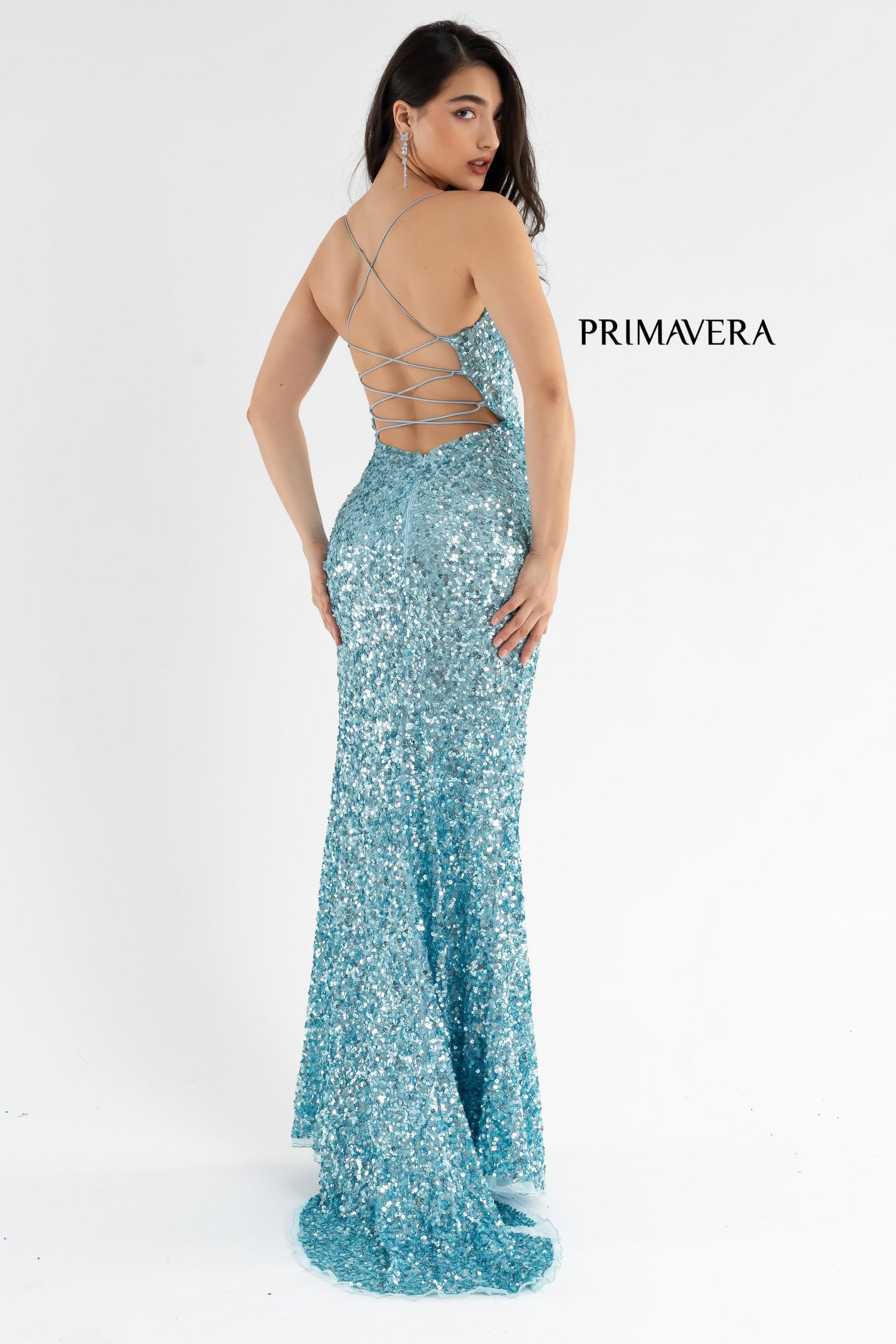Primavera Couture 3791 Long Fitted Formal Sequin Prom Gown
