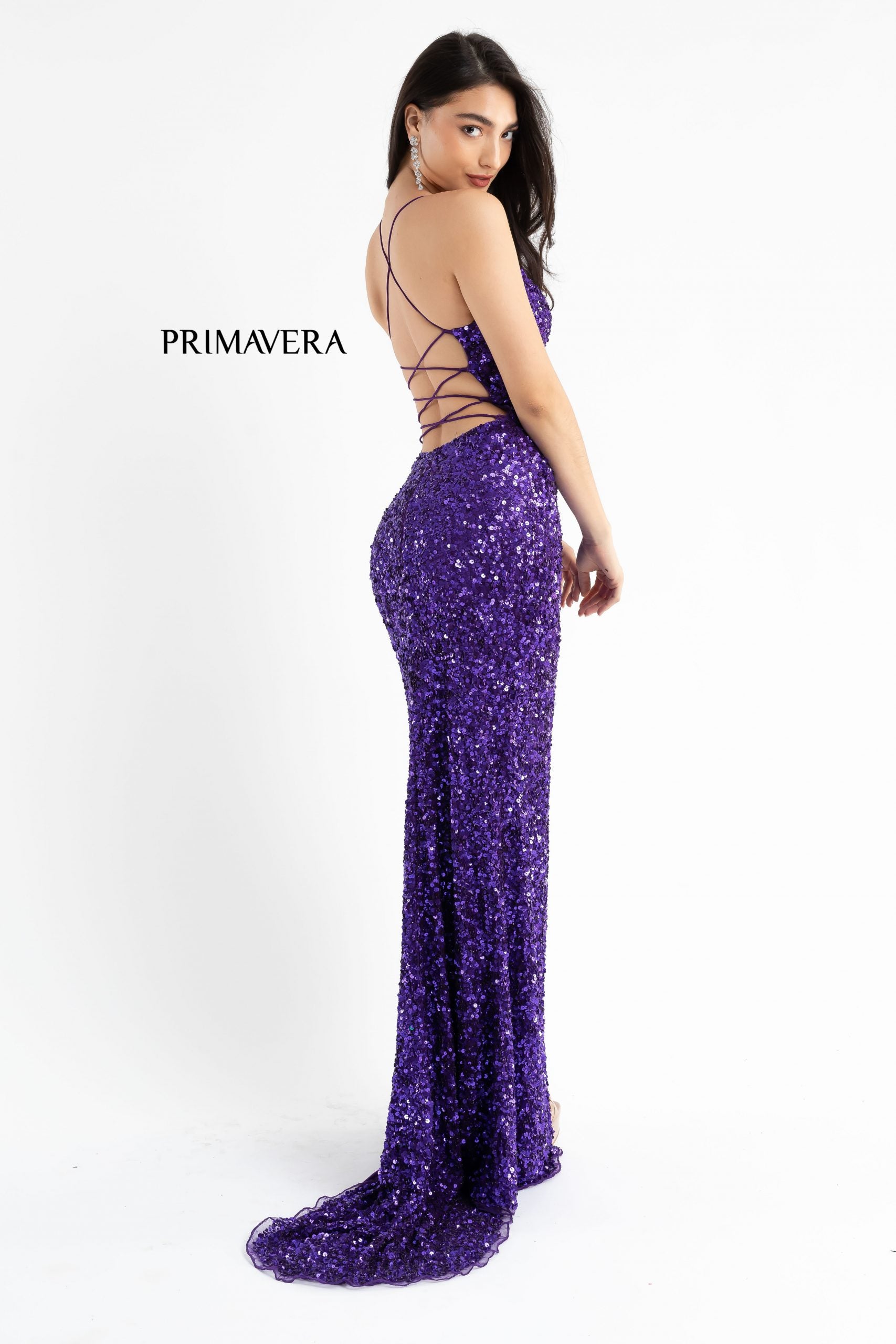 Primavera Couture 3791 Long Fitted Formal Sequin Prom Gown