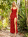 Prom Dresses Long Fitted Formal Sequin Prom Gown Red