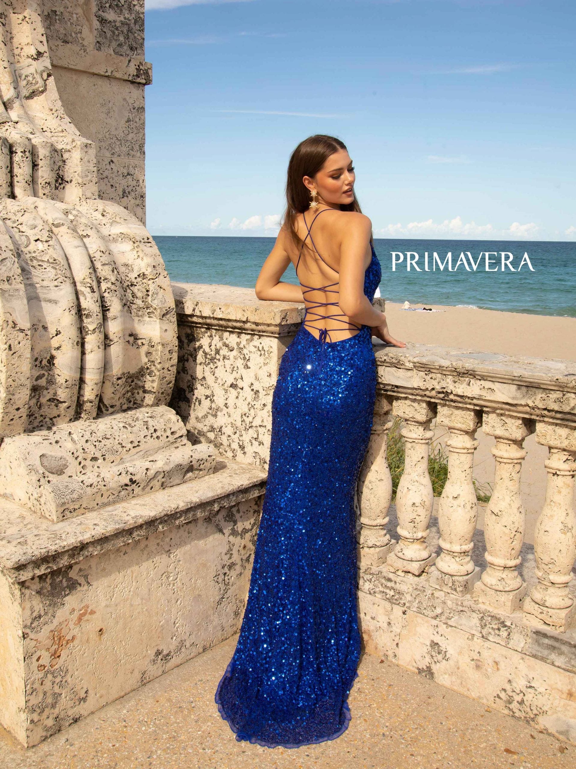 Primavera Couture 3791 Long Fitted Formal Sequin Prom Gown