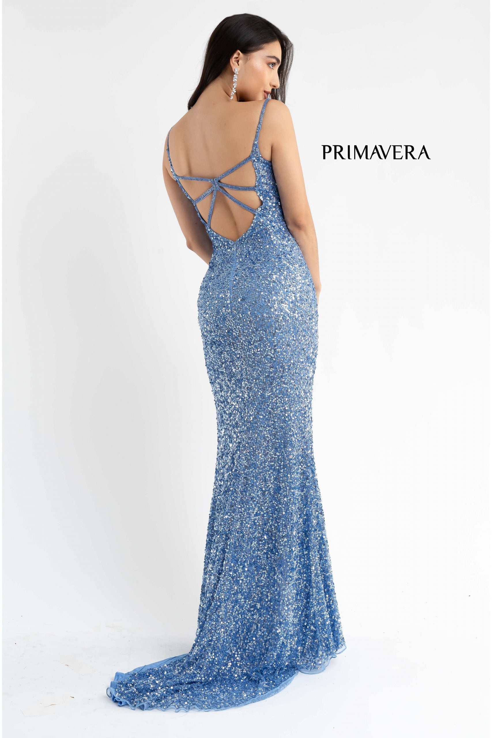 Primavera Couture 3792 Prom Fitted Long Formal Sequin Slit Dress