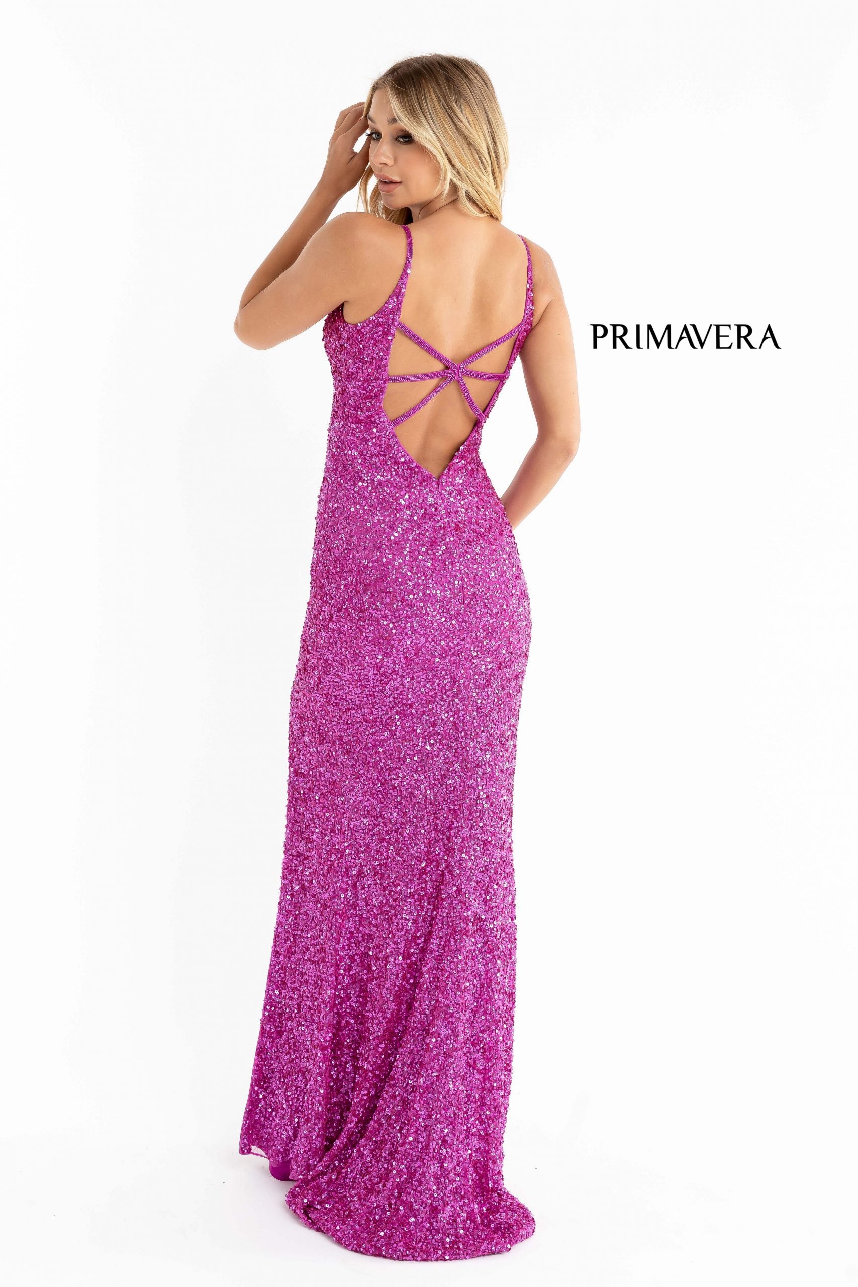 Prom Dresses Prom Fitted Long Formal Sequin Slit Dress Fushia